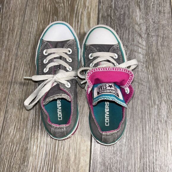 Converse Chuck Taylor All Star Double Tongue Juniors Youth US Size 11 Gray Pink - Picture 8 of 11